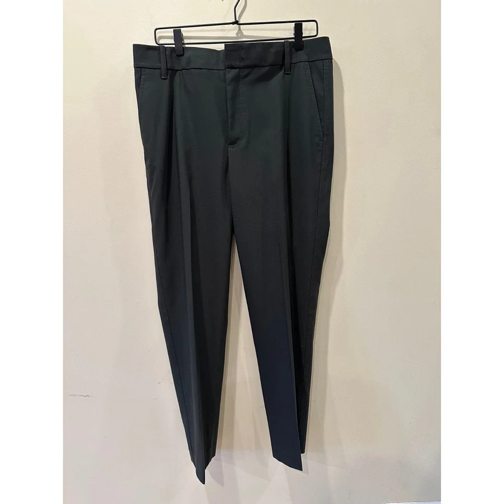 Vince Classic Black Career Pants Women's 12 Wool Stretch Ankle Trousers Highrise